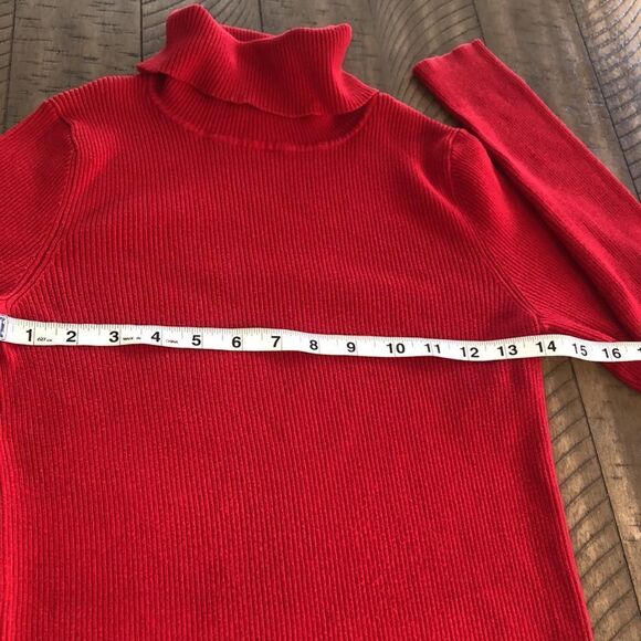 Lands’ End Cotton Blend Turtle🐢neck Elastane for Stretch. Deep Red Small is 6-8 - Picture 6 of 17